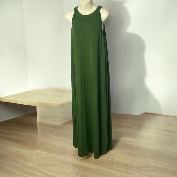 NEW J. Jill Elegant Hunter Green Maxi Dress Size Medium Tall Palm color - Picture 1 of 8